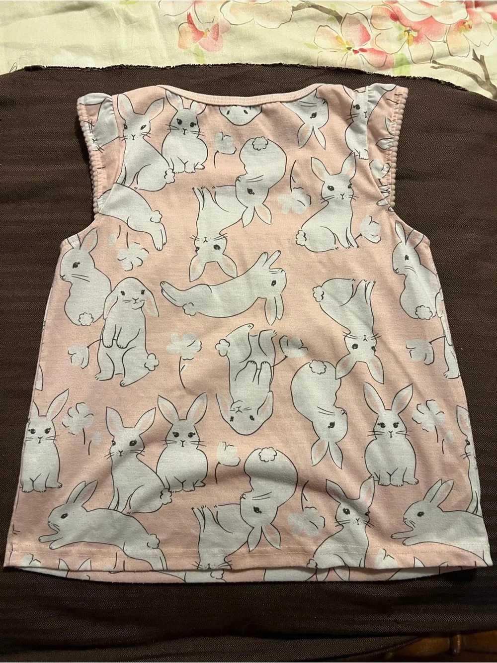 Carter's light pink and white top bunnies, size